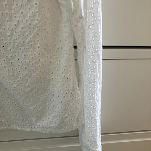 White Eyelet 100% Cotton Shirt - M - Picture 3 of 7